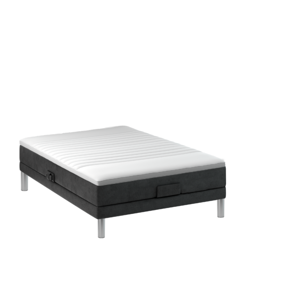 BOBOhome Tidur+ elevationsseng inkl. topmadras, 140x200 - antracitgrå Fast (80-100 kg)