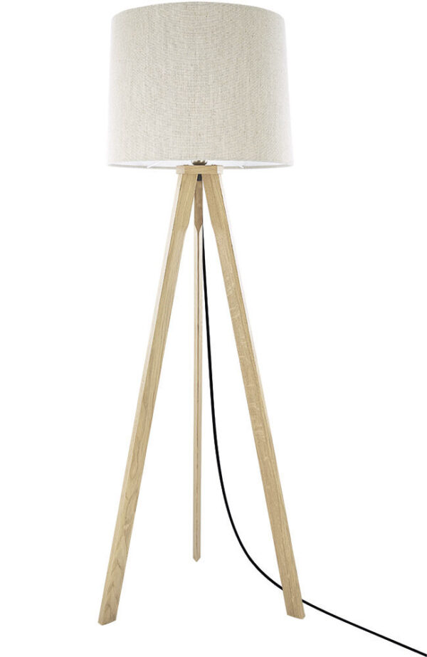 Gulvlampe eg natur med beige skærm Herzblut