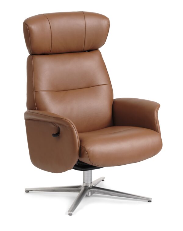 Alex recliner lænestol - cognac semi aniline læder og børstet aluminium