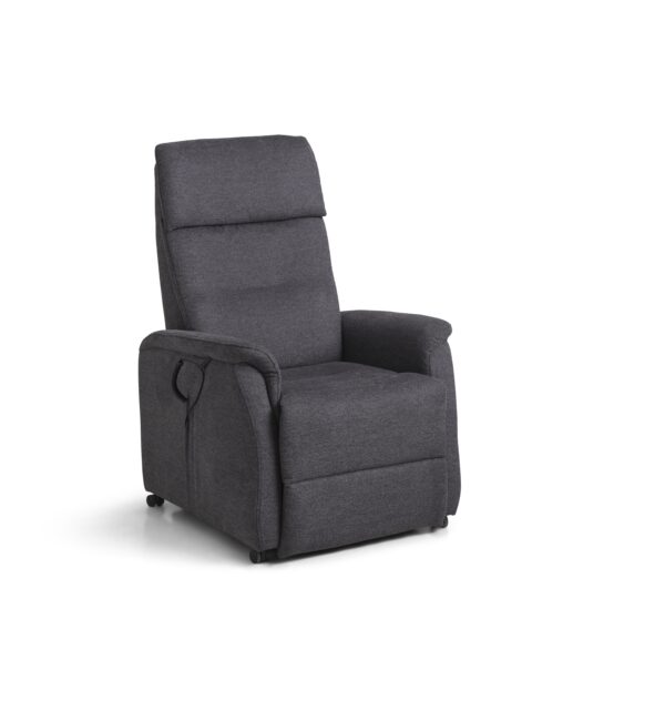 Alexander recliner lænestol, 2 motors - antracitgrå polyester stof og hjul