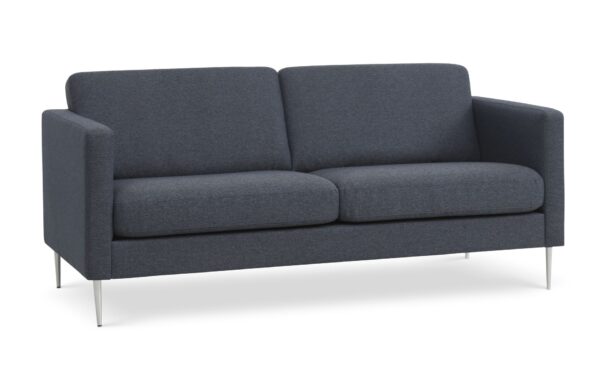 Ask 2,5 pers. sofa - navy blå polyester stof og børstet aluminium