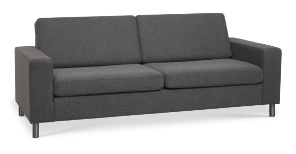 Pan 2,5 pers. sofa - antracitgrå polyester stof og børstet aluminium