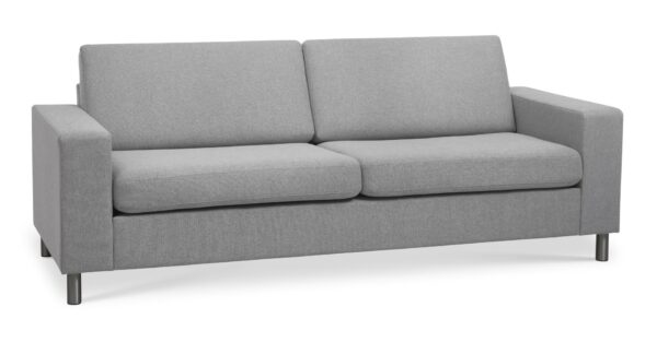 Pan 2,5 pers. sofa - grå polyester stof og børstet aluminium