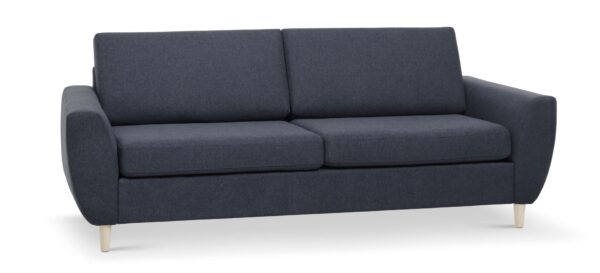 Wendy 2,5 pers. sofa - blå polyester stof og natur træ