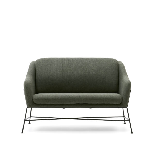 LAFORMA Brida 2-personers sofa i grøn og stålben med sort finish, 128 cm