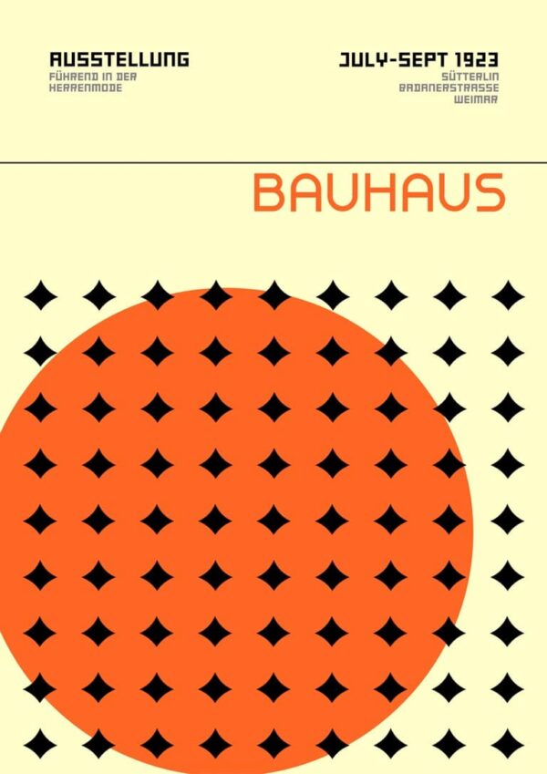 Bauhaus Orange & Stars Weimar Plakat