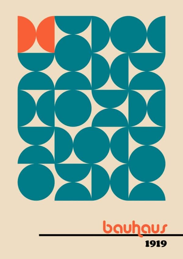 Bauhaus orange on blue plakat