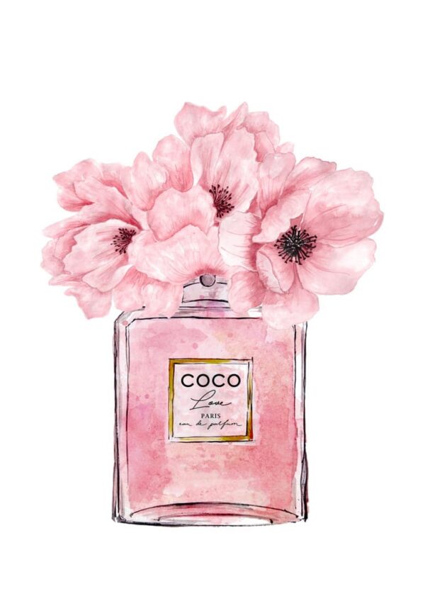 Coco Chanel perfume pink plakat