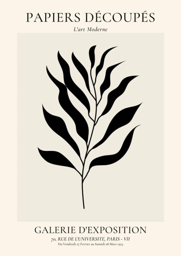 French Art inspired black leaf plakat