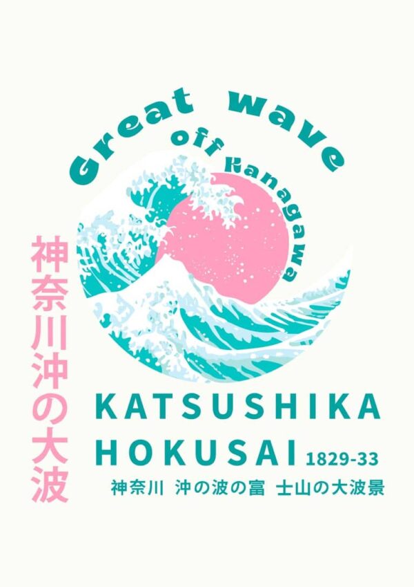 Hokusai - The Great Wave Pink Plakat