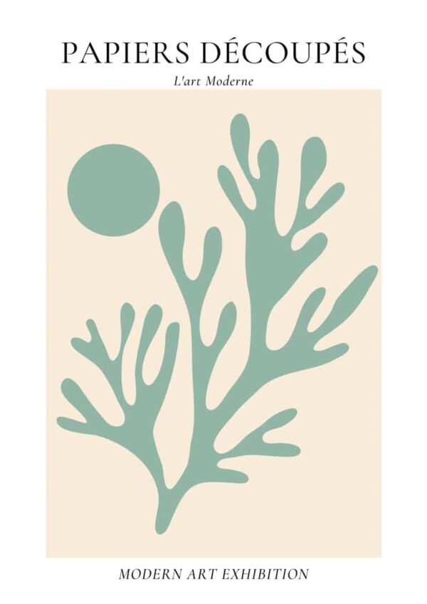 Matisse Inspired Green Coral and Sun Plakat