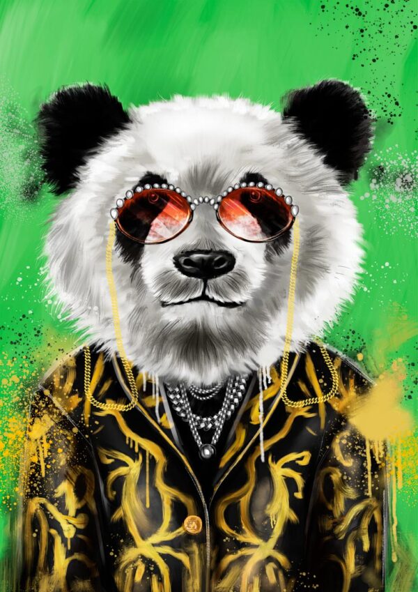 Panda With gold Jacket Plakat