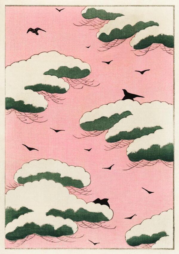 Pink sky by Watanabe Seitei japansk kunstplakat