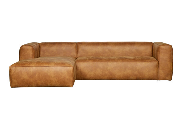 WOOOD Bean hjørnesofa, venstre - cognac læderfiber/polyester