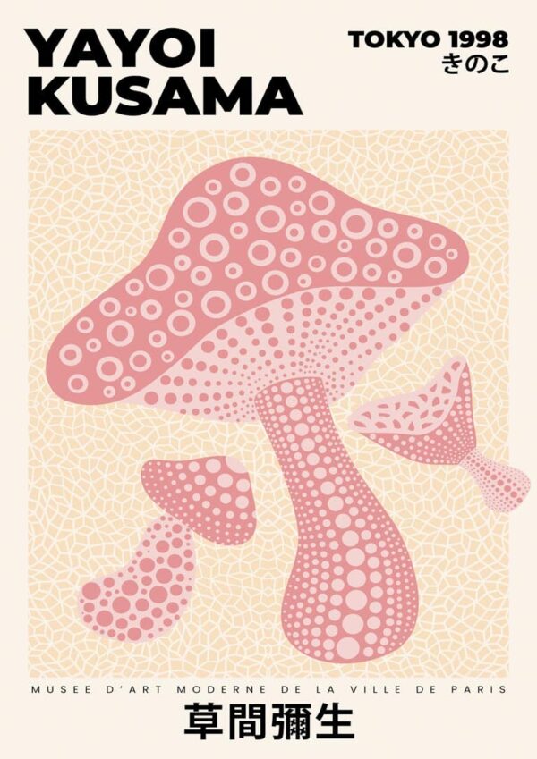 Yayoi Kusama Pink Mushroom Plakat