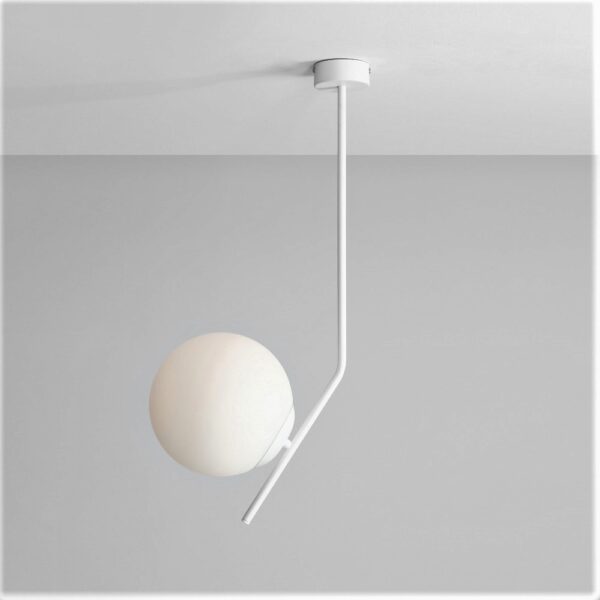 Arts - Loftlampe i hvidt metal og hvidt glas, højde 64 cm Arts - Loftlampe i hvidt metal og hvidt glas, højde 64 cm