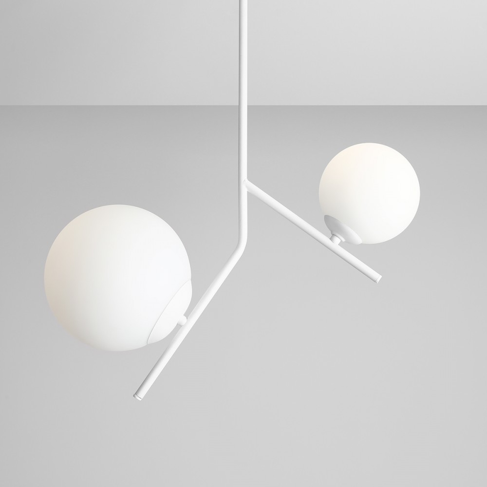 Arts - Loftlampe i hvidt metal og hvidt glas 1 Arts - Loftlampe i hvidt metal og hvidt glas