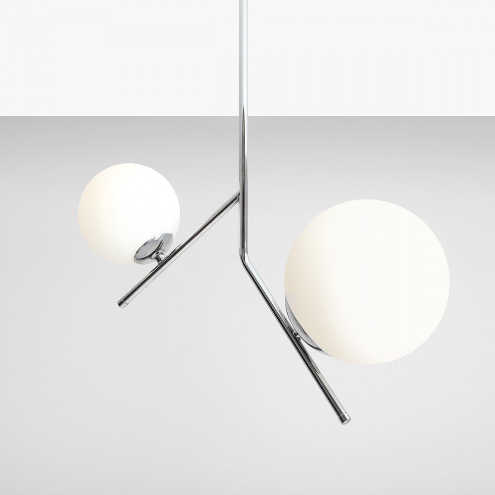 Arts - Loftlampe i krom og hvidt glas 1 Arts - Loftlampe i krom og hvidt glas