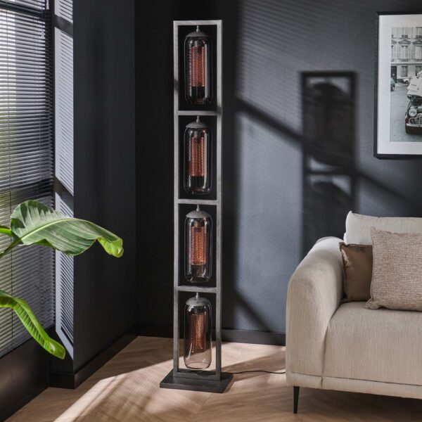 Big-Smoke - Gulvlampe i røgfarvet glas og kobber, højde 190 cm. Levering med pære(r) Big-Smoke - Gulvlampe i røgfarvet glas og kobber, højde 190 cm. Levering med pære(r)