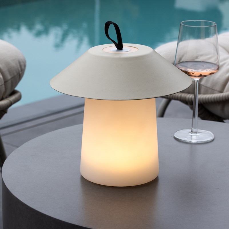 Bolsena - Udendørs bordlampe i beige metal og plast 1 Bolsena - Udendørs bordlampe i beige metal og plast