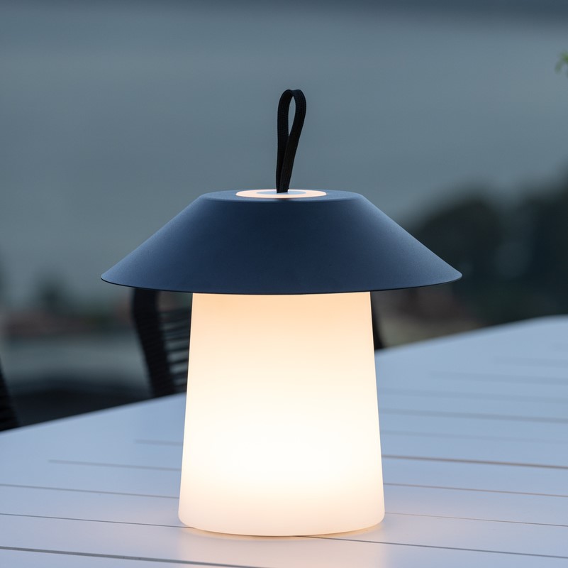 Bolsena - Udendørs bordlampe i sort metal og plast 1 Bolsena - Udendørs bordlampe i sort metal og plast