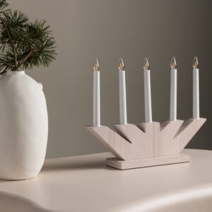 Ceduna - Bordlampe i lyst træ med 5 Led lys, bredde 41 cm.