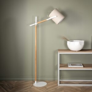 Crown - Gulvlampe med stofskærm og stel i hvidt metal