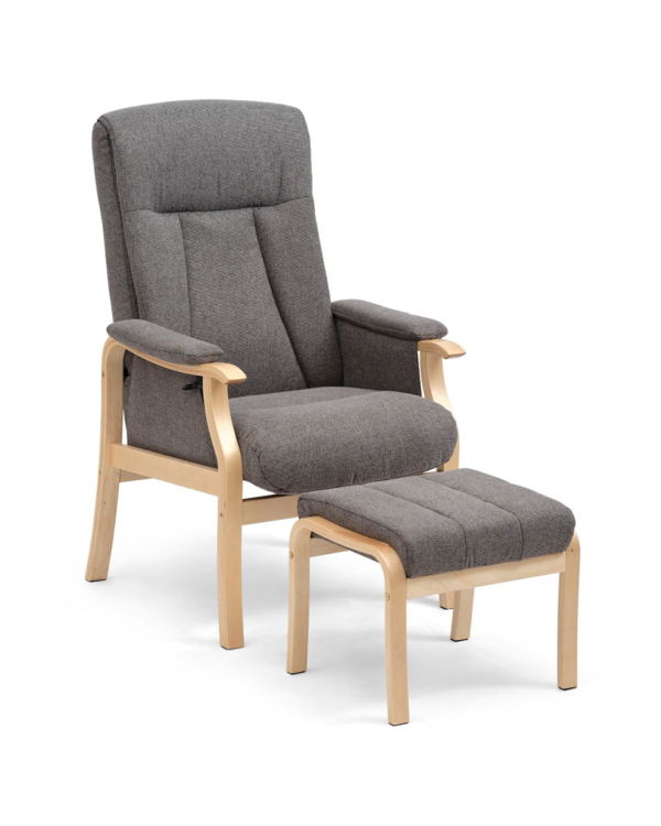 Delfin Møbler - Otium Lænestol med Fodskammel i Austin & Natur træ Delfin Møbler - Otium Lænestol med Fodskammel i Austin & Natur træ