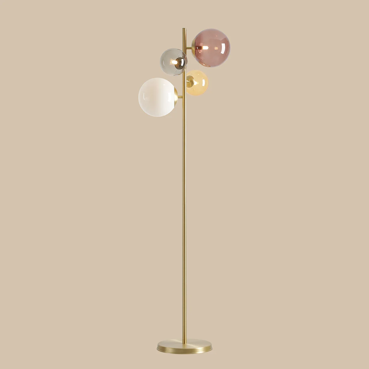 Dizzy - Gulvlampe i messing og multifarvet glas 1 Dizzy - Gulvlampe i messing og multifarvet glas