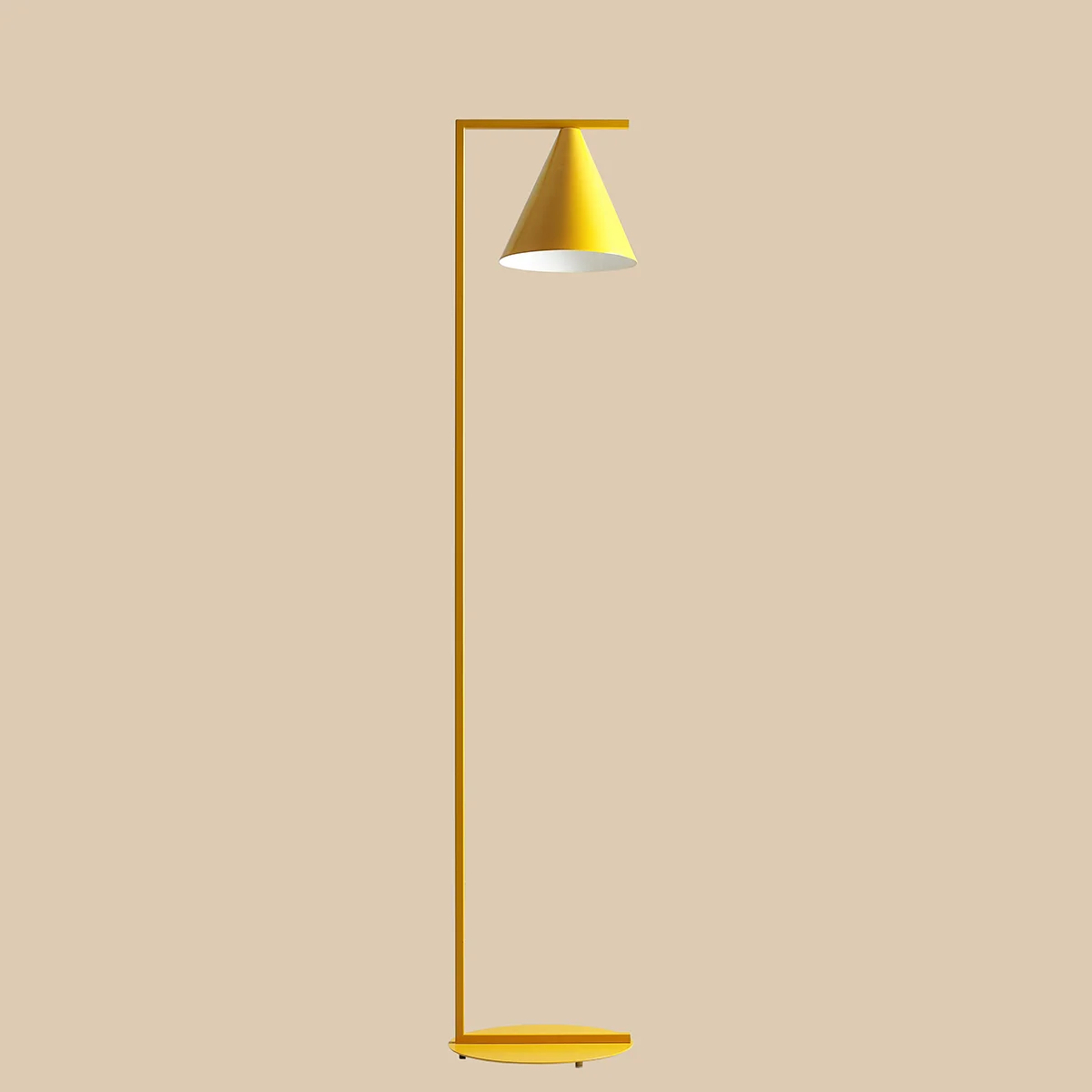 Frigg- Gulvlampe i sennepsgul metal 1 Frigg- Gulvlampe i sennepsgul metal