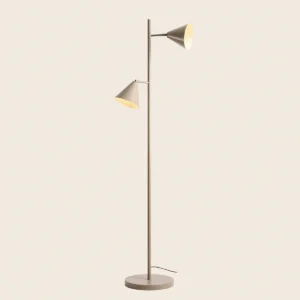 Frigg- Gulvlampe med to skærme i beige metal