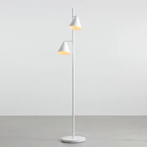 Frigg- Gulvlampe med to skærme i hvid metal