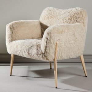 Gonzo - Lænestol i beige stof og metalben Gonzo - Lænestol i beige stof og metalben