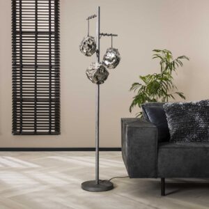 Gulvlampe i antik sølv og glas