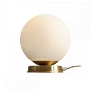 Hazme - Bordlampe i messing og hvidt glas, ø 20 cm