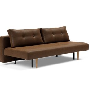 Innovation - Recast Plus sovesofa 140x200 cm med lys egetræsben-461 Brun Læder Vintage