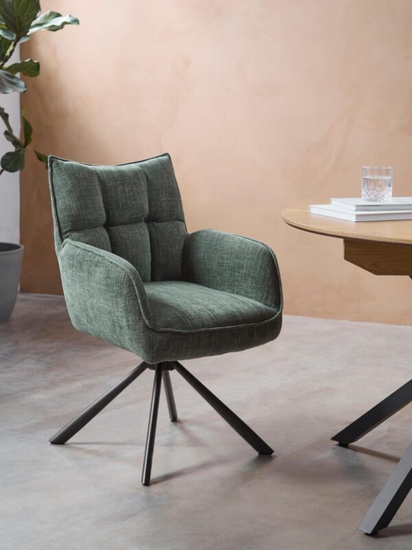 Marilla Lænestol, Skovgrøn, Sorte Ben,59x65x86cm, Sæt af 2 Marilla Lænestol, Skovgrøn, Sorte Ben,59x65x86cm, Sæt af 2