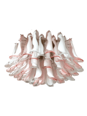 Murano Loftslampe - 64 Kronblade - Rosa/Klar Krom blank