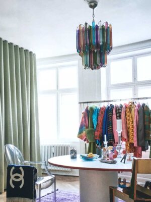 Murano Lysekrone - 107 prismer - Multi Krom patineret