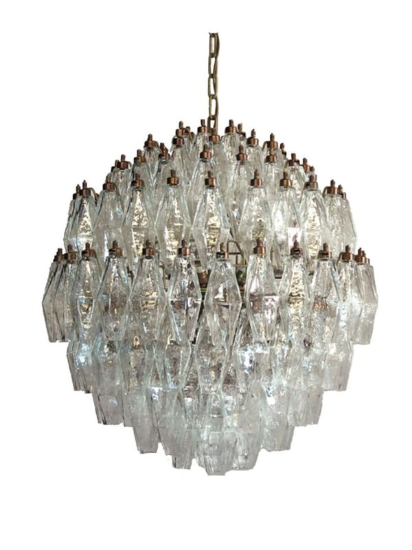 Murano Lysekrone - 140 glas - Klar Mat guld patineret