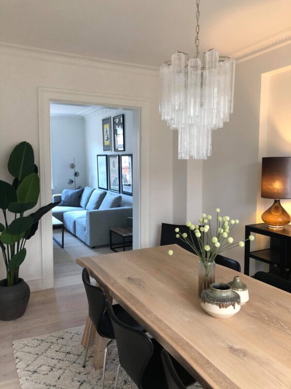 Murano Lysekrone - 30 tuber - Klar Krom blank