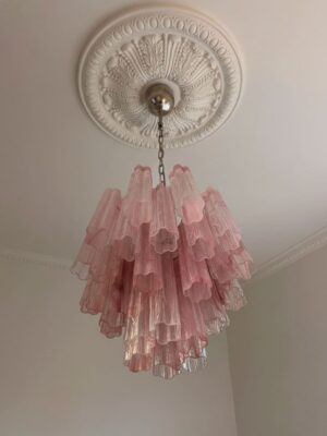 Murano Lysekrone - 36 tuber - Alabaster Rosa Krom blank