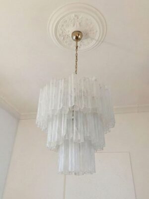 Murano Lysekrone - 48 tuber - Alabaster hvid Krom patineret