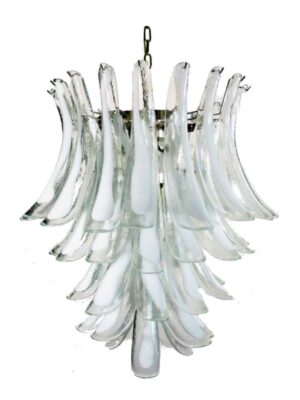 Murano Lysekrone - 52 Kronblade - Klar Krom patineret