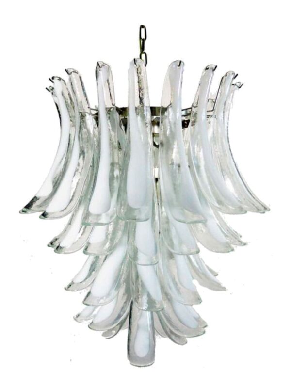 Murano Lysekrone - 52 Kronblade - Klar Krom patineret