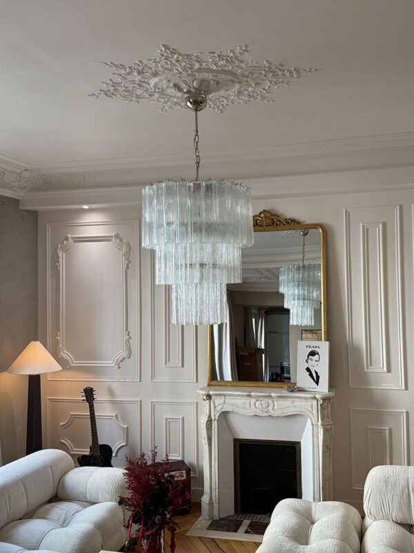 Murano Lysekrone - 52 tuber - Klar Krom blank