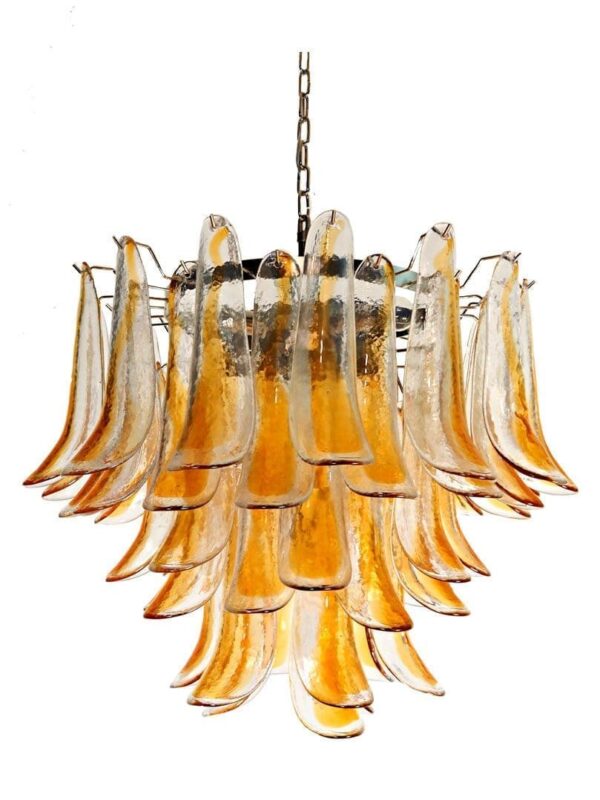 Murano Lysekrone - 53 Kronblade - Klar/Rav Krom patineret Murano Lysekrone - 53 Kronblade - Klar/Rav Krom patineret