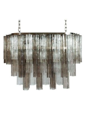 Murano Lysekrone - 62 Tuber - Røgfarvet/Klar Krom blank