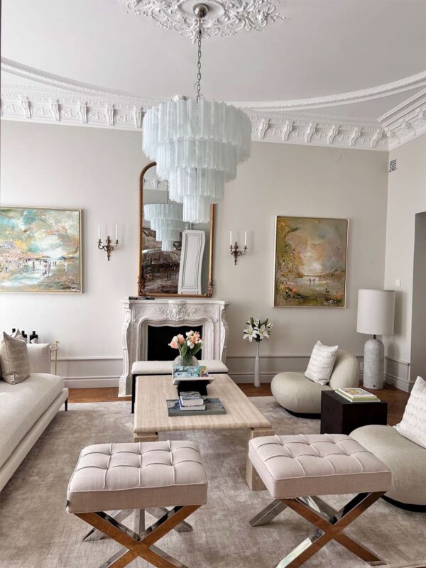 Murano Lysekrone - 78 tuber - Alabaster hvid Krom patineret