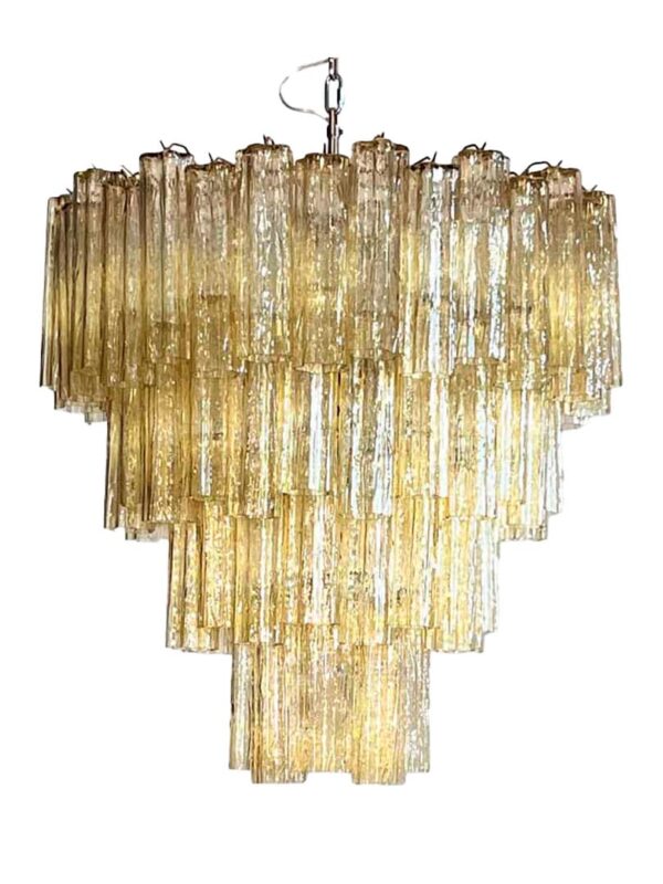 Murano Lysekrone - 80 tuber - Lys Rav Krom patineret